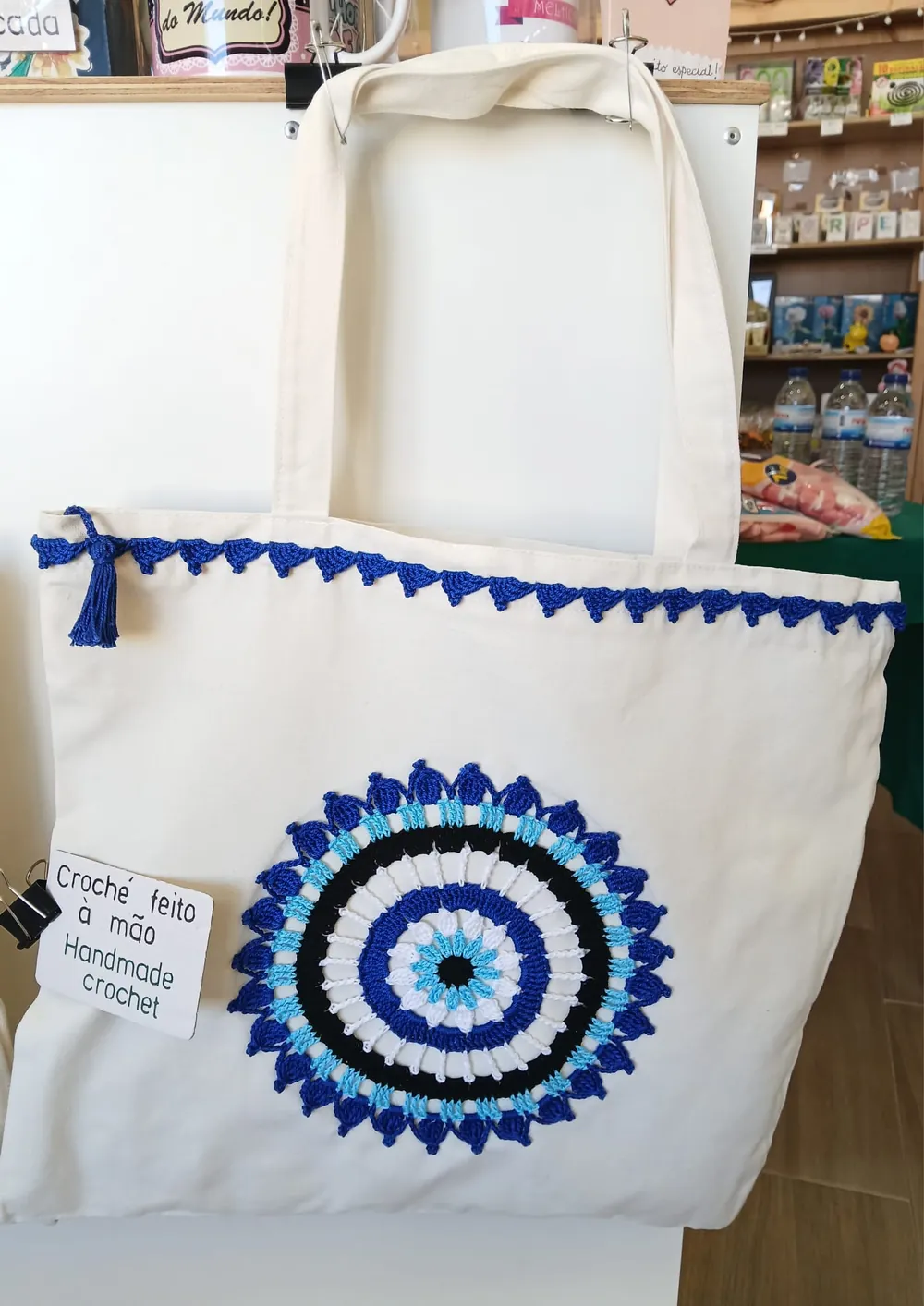 Tote Bag Olho Azul e Branco
